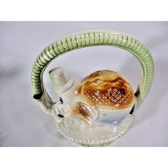 Vintage Lusterware Glaze Elephant Basket Mid-Century Porcelain #1906 Brazil - Picture 6 of 9